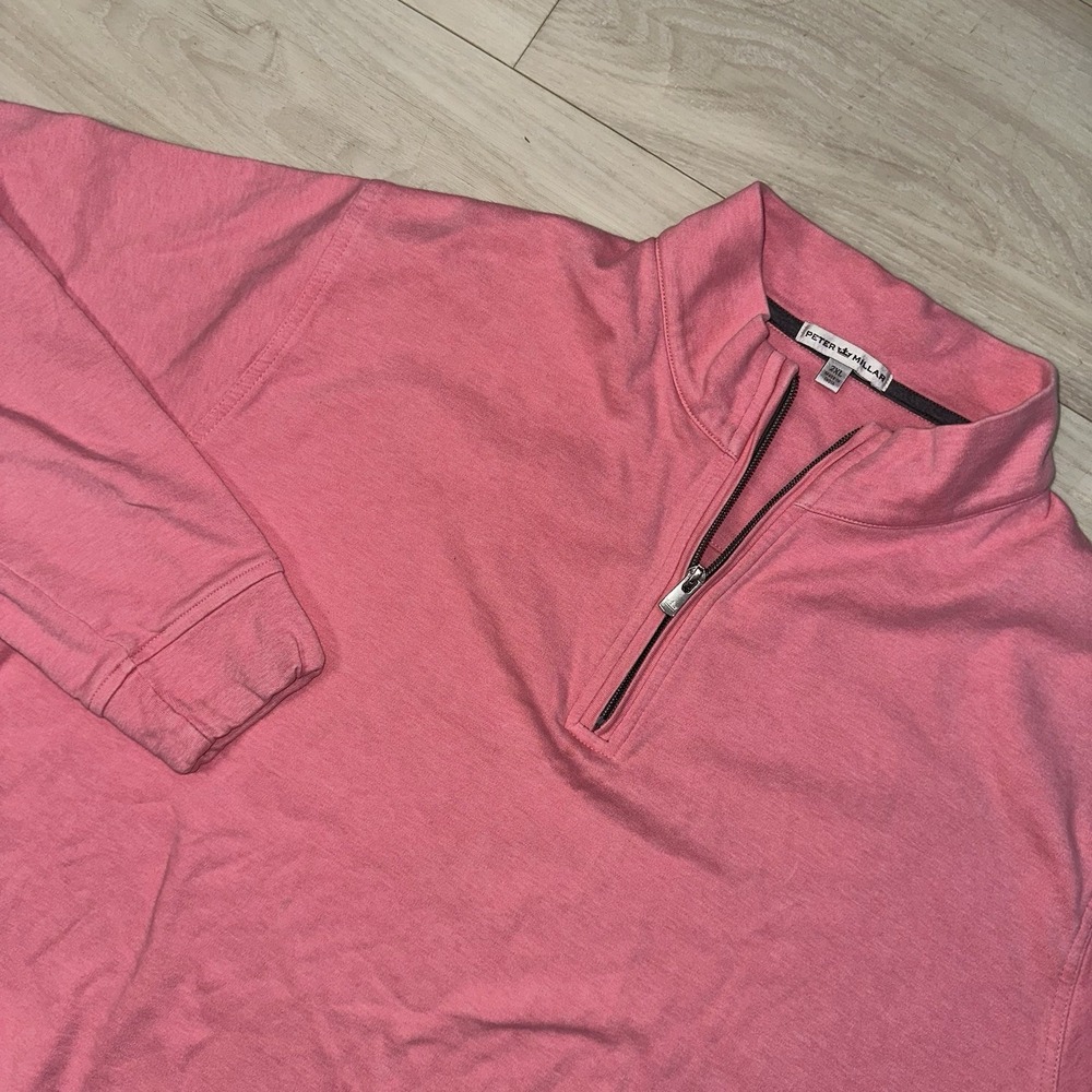 Peter Millar Quarter Zip Pullover Mens XXL Pink Long‎ Sleeve Casual Top Comfort